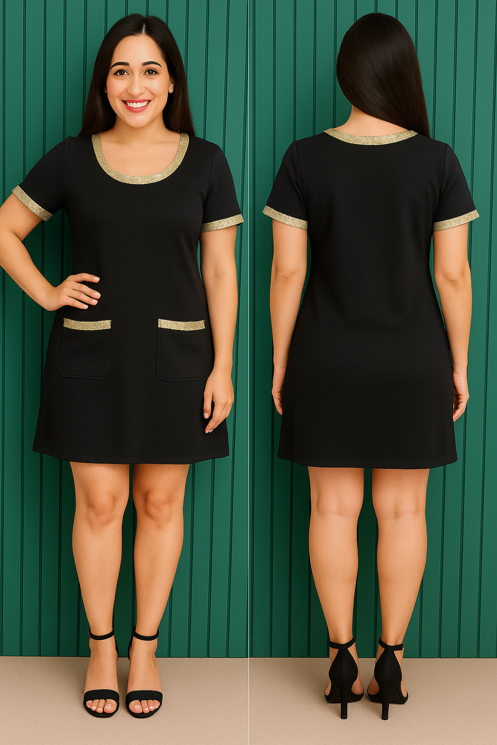 LUX NECK TRIM ROMPER SHORT DRESS