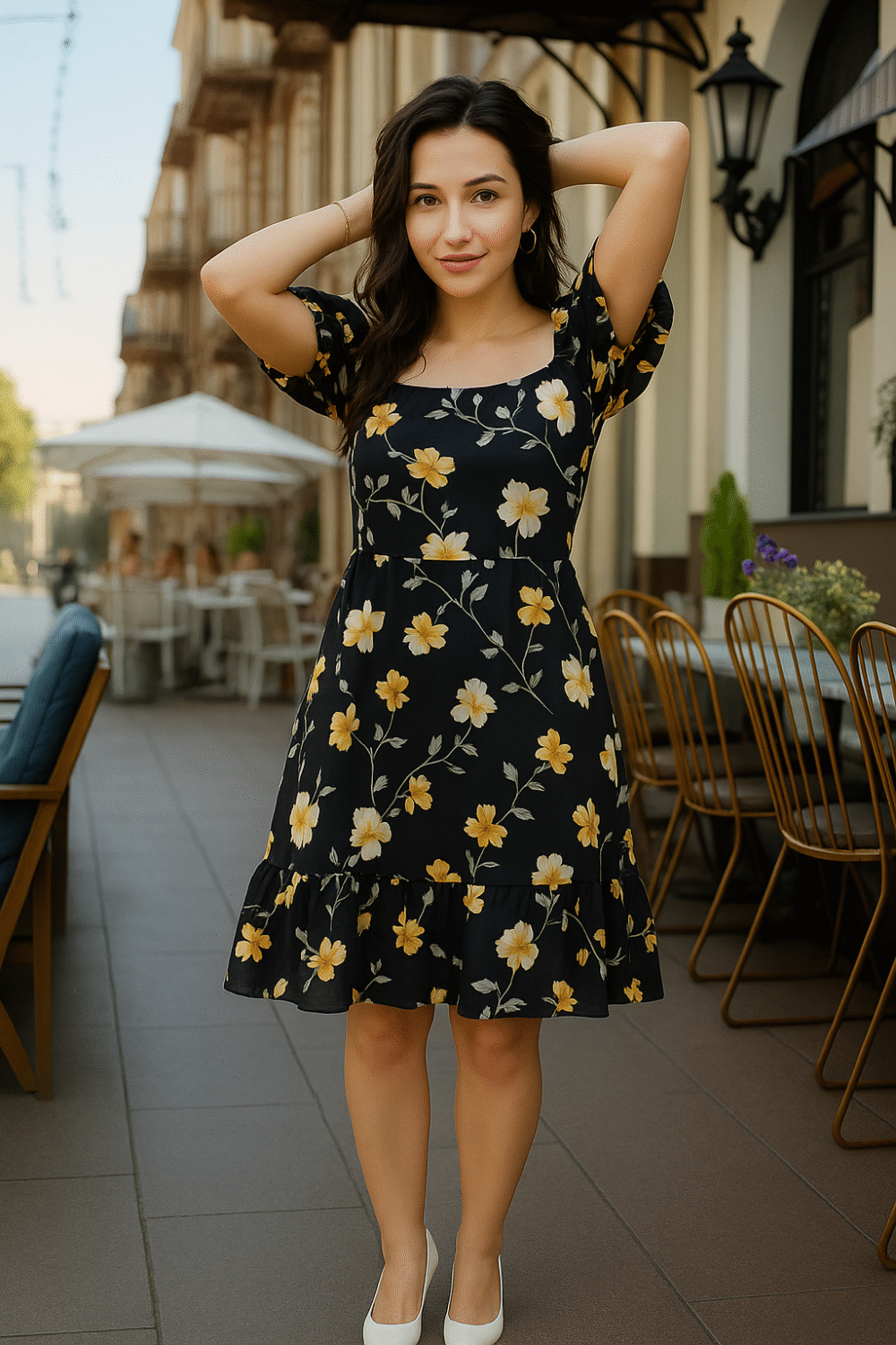 FLORAL PRINT A-LINE SHORT DRESS – by Kayastra Fashion Dresses