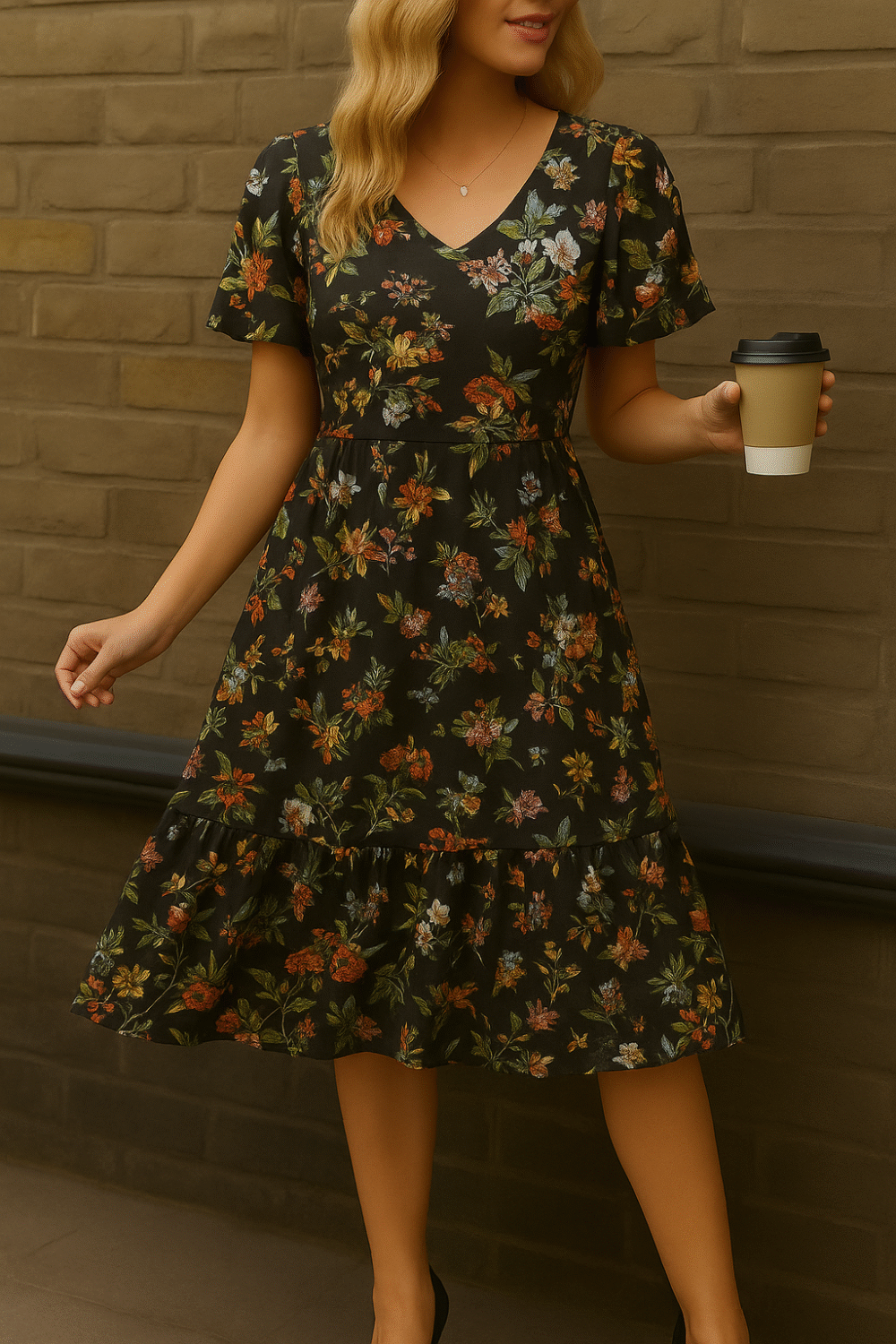 FLORAL PRINT ALINE SHORT DRESS - Image 7